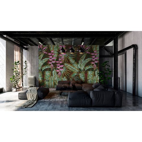 Image Photo Wallpaper Non-Woven Tropic Leaves green violet