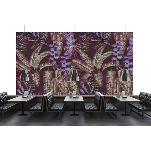 Image Photo Wallpaper Non-Woven Tropic Leaves violet red