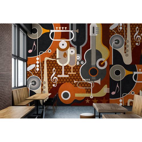 Image Photo Wallpaper Non-Woven Instruments Retro brown beige