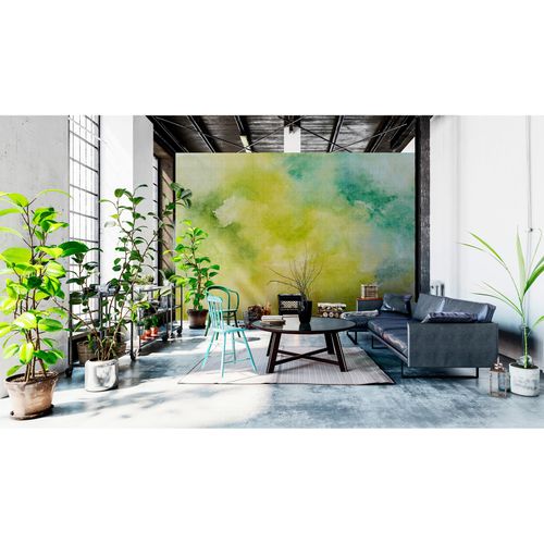 Image Photo Wallpaper Non-Woven Clouds Watercolors yellow