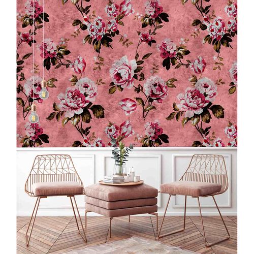 Picture Photo Wallpaper Non-Woven Vintage Roses pink red green