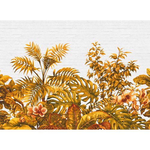 Image Photo Wallpaper Stone Wall Plants yellow-green white