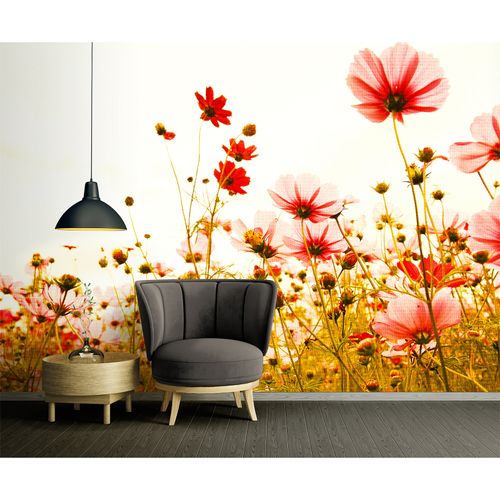 Room Image Photo Wallpaper Poppies Floral red green white