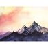 Photo Wallpaper Mountains Painted Landscape grey red 1