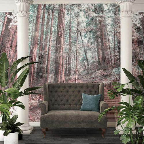 Photo Wallpaper Forest Stairs Path blue green