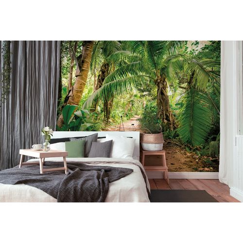 Room Image Photo Wallpaper Palms Path Tropical green brown