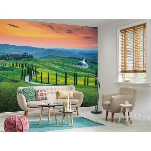 Room Picture Photo Wallpaper Tuscany Landscape green blue orange