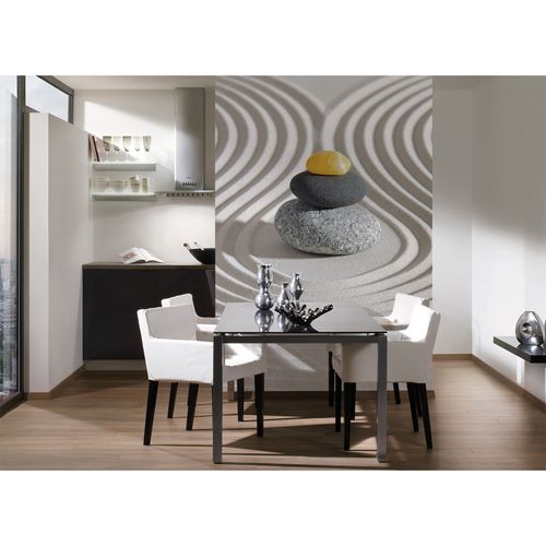 Room Image Photo Wallpaper Stones Sand Wellness grey black yellow