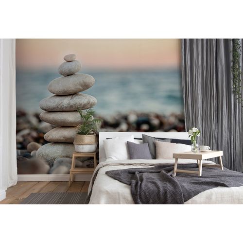 Room Image Photo Wallpaper Stones Pebble Beach grey blue brown