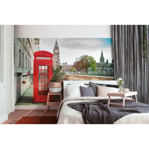 Room Image Photo Wallpaper Telephone Box London Big Ben red brown