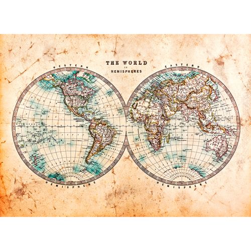 Image Photo Wallpaper World Map Retro brown blue Designwalls