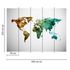 Picture Photo Wallpaper World Map Graphic white green brown 3