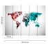 Picture Photo Wallpaper World Map Graphic white blue red 3