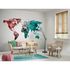 Room Image Photo Wallpaper World Map Graphic white blue red 1