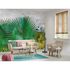 Room Image Photo Wallpaper Leaves Agaves Plaster green grey 1