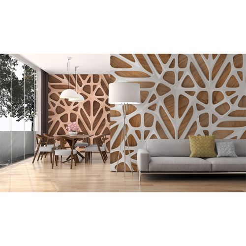Photo Wallpaper 3D Design Wood white brown Designwalls