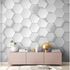 Photo Wallpaper 3D Hexagon Honeycombs white silver 1