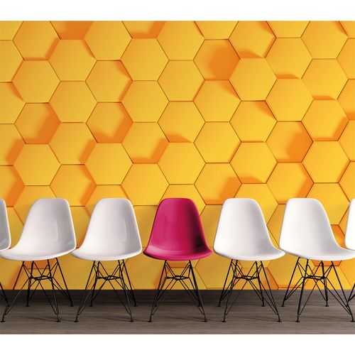 Room Image Photo Wallpaper 3D Hexagon Honeycombs yellow Designwalls