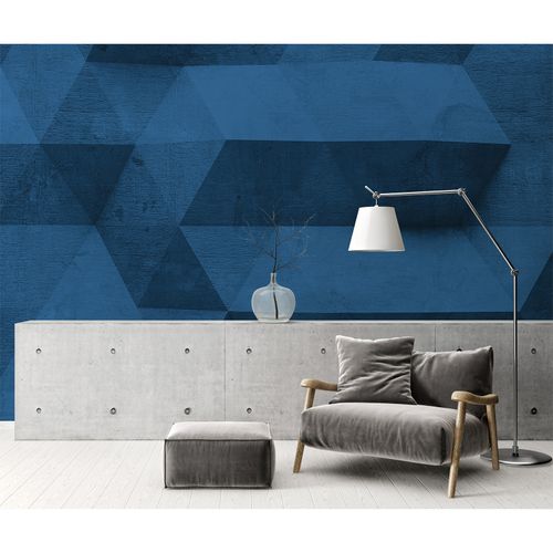 Photo Wallpaper 3D Stones Concrete Triangles blue