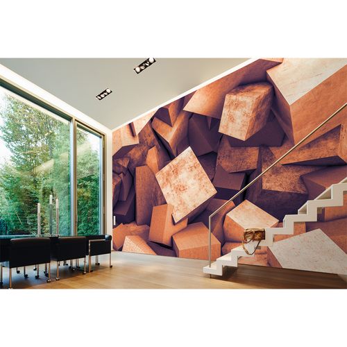 Room Image Photo Wallpaper 3D Concrete Blocks Stones copper