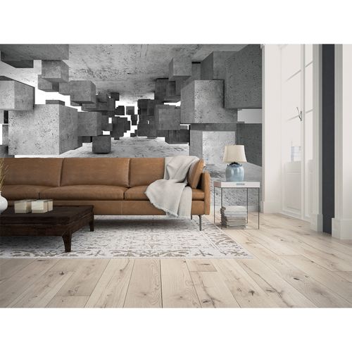 Room Image Photo Wallpaper 3D Tetris Concrete Blocks grey