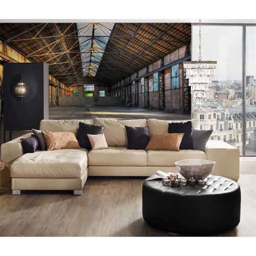 Room Image Photo Wallpaper Hall Industrial Stone Wall grey brown