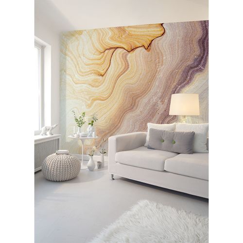 Room Image Photo Wallpaper Marble Waves yellow orange grey
