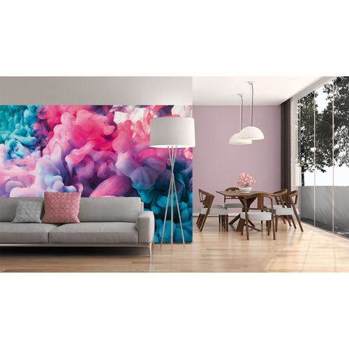 Room Image Photo Wallpaper Smoke Aquarell red blue Designwalls