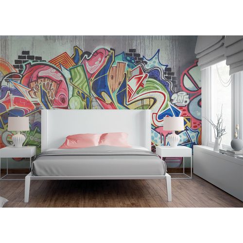 Room Image Photo Wallpaper Brick Wall colourful grey Designwalls