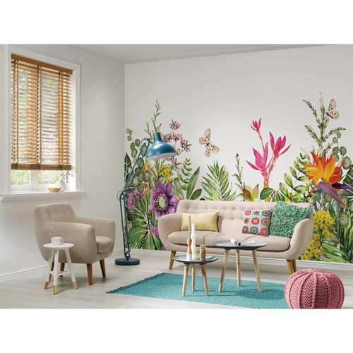 Room Image Photo Wallpaper Flowers Butterfly Floral green colourful