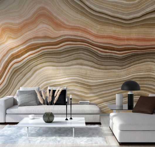 Picture Photo Wallpaper Stone Look Stripes brown red 38229-1
