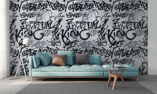 Picture Photo Wallpaper Graffiti Street Art grey 38251-1