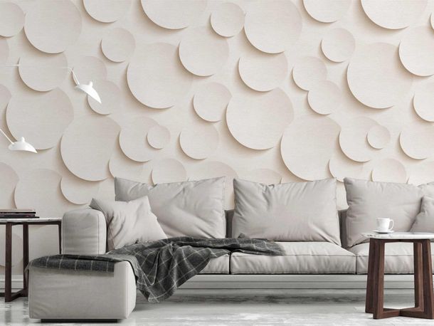 Illustration Photo Wallpaper 3D Effect Circles beige 38283-1