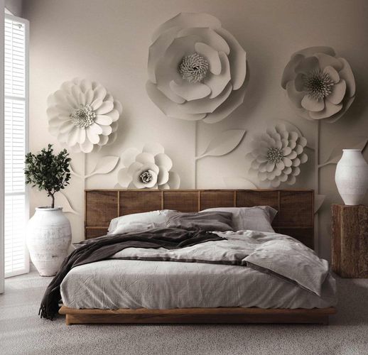 Image Photo Wallpaper 3D Flowers Floral grey 38293-1