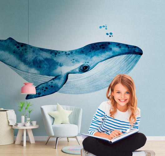 Picture Photo Wallpaper Bluewhale Underwater blue 38300-1