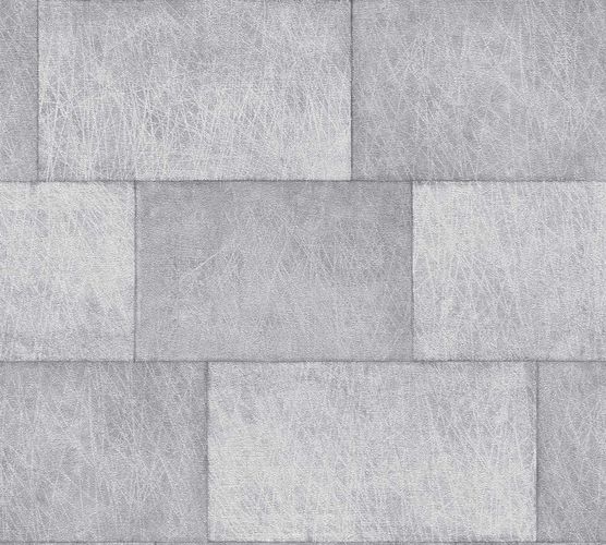 Image Non-Woven Wallpaper Stone Look grey silver Gloss 38201-1