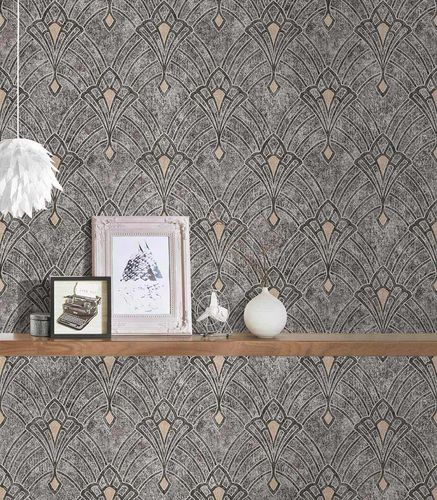 Image Non-Woven Wallpaper Orient Graphic anthacite 38094-4