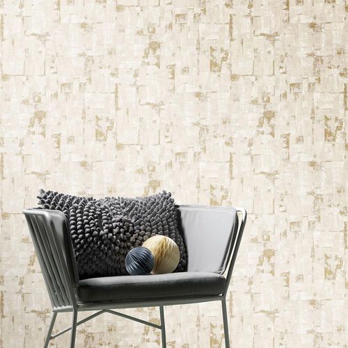 Image Non-Woven Wallpaper Plaster Metallic beige gold 10179-38