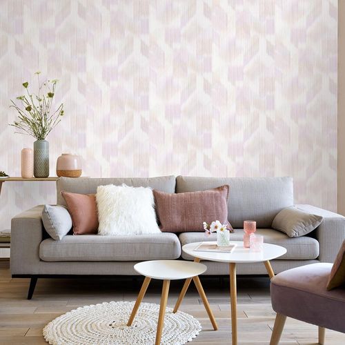 Image Non-Woven Wallpaper Stripes Batik pink beige 10248-05