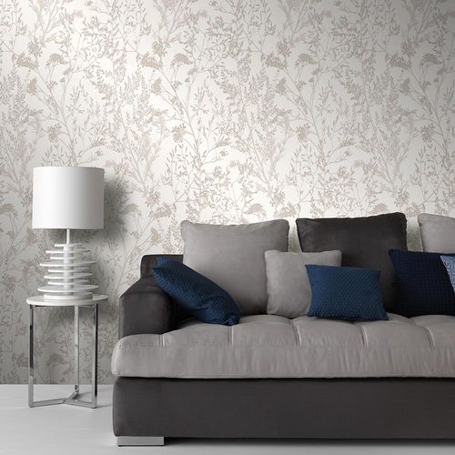 Image Non-Woven Wallpaper Floral Bushes cream beige 10251-14