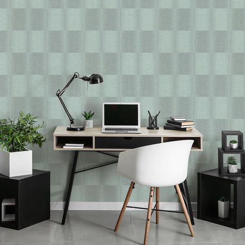 Image Non-Woven Wallpaper Stripes-Design green grey 10214-35