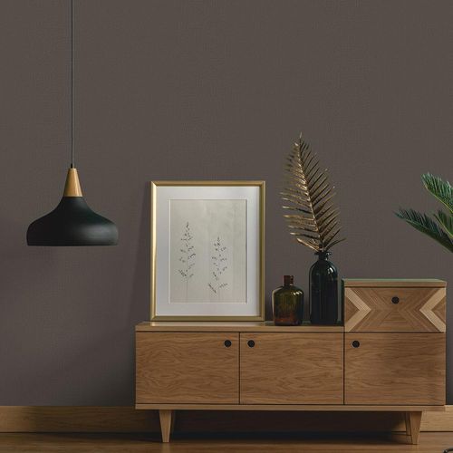 Image Non-Woven Wallpaper Plain Textile dark brown 10215-11