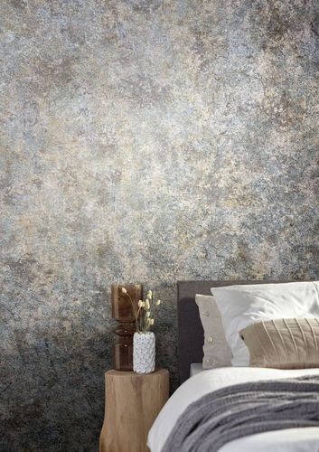 Photo Non-Woven Wallpapern Patina Stone grey green 85726