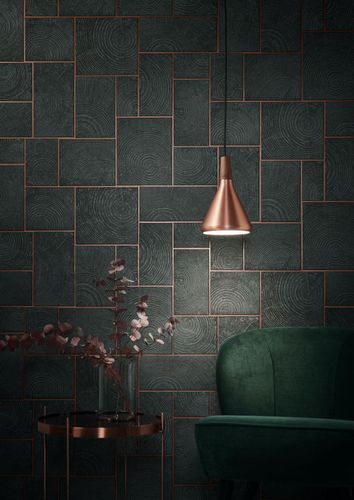 Photography Non-Woven Wallpapern Tiles Wood anthracite copper 85744