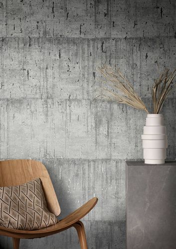 Illustration Non-Woven Wallpapern Cork Patina light-grey silver 85752