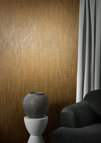 Illustration Non-Woven Wallpapern Plain brown copper Metallic 85754