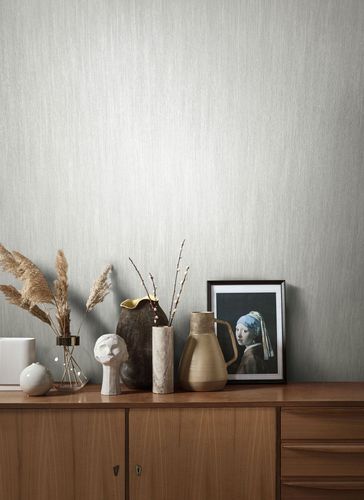 Photography Non-Woven Wallpapern Plain white-grey Metallic 85758