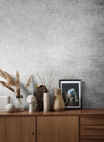 Image Non-Woven Wallpapern Textile white Metallic 85764