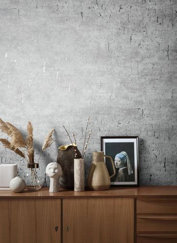 Image Non-Woven Wallpapern Textile grey-silver Metallic 85766
