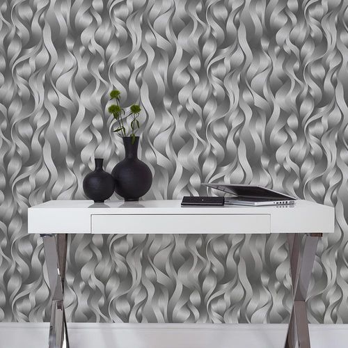 Image Wallpaper ELLE Waves Graphic anthracite Gloss 10204-15